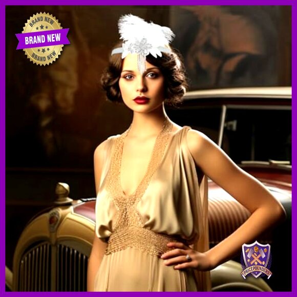 Vintage Flapper Feather Headband Art Deco Gatsby Party Headpiece main image 5